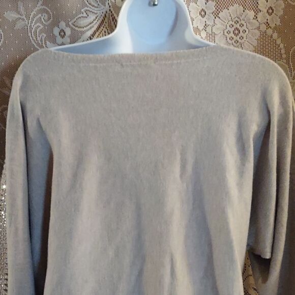 Milano Size Women's XL Classic‎ Neutral Beige Sweater Open Weave Studded Sleeve - Picture 6 of 10